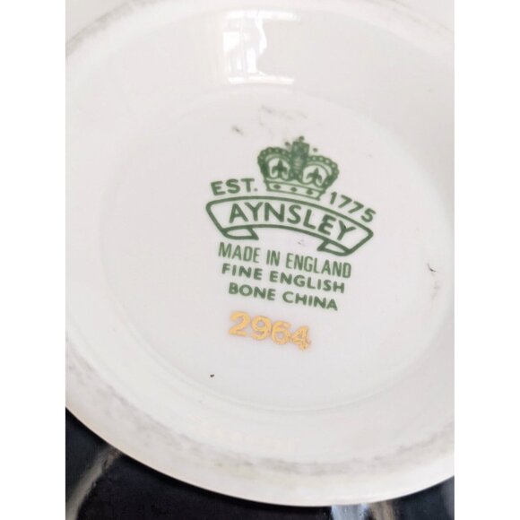 Vintage Aynsley Black Cup Set with Red Rose Flower Cup #2964 Gold Trim - Picture 6 of 11